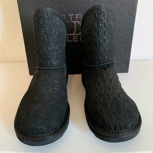 NEW Australia Luxe Collective Boots Black Croc Suede Sheepskin Size 8